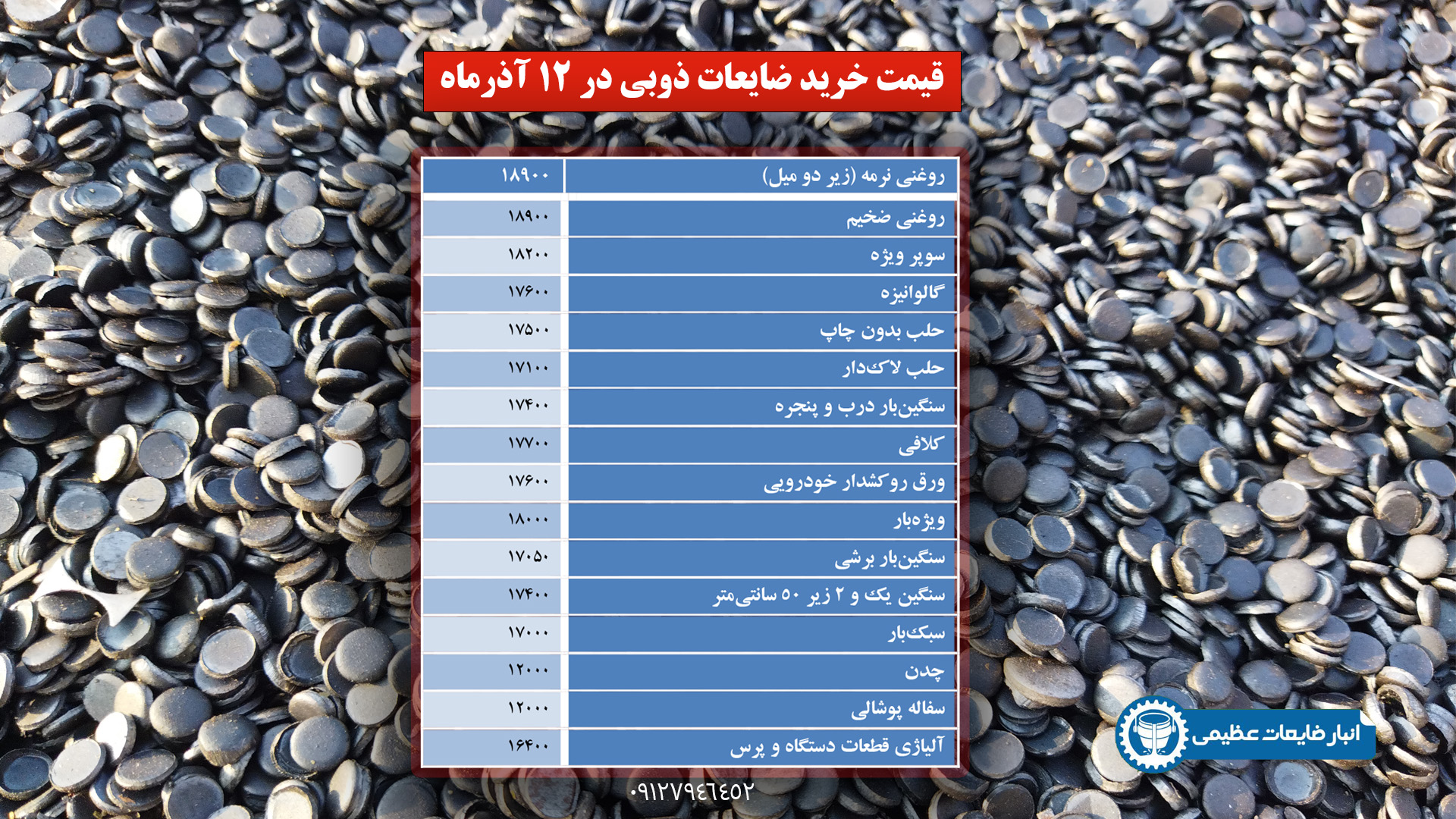 جدول قیمت 12 آذرماه